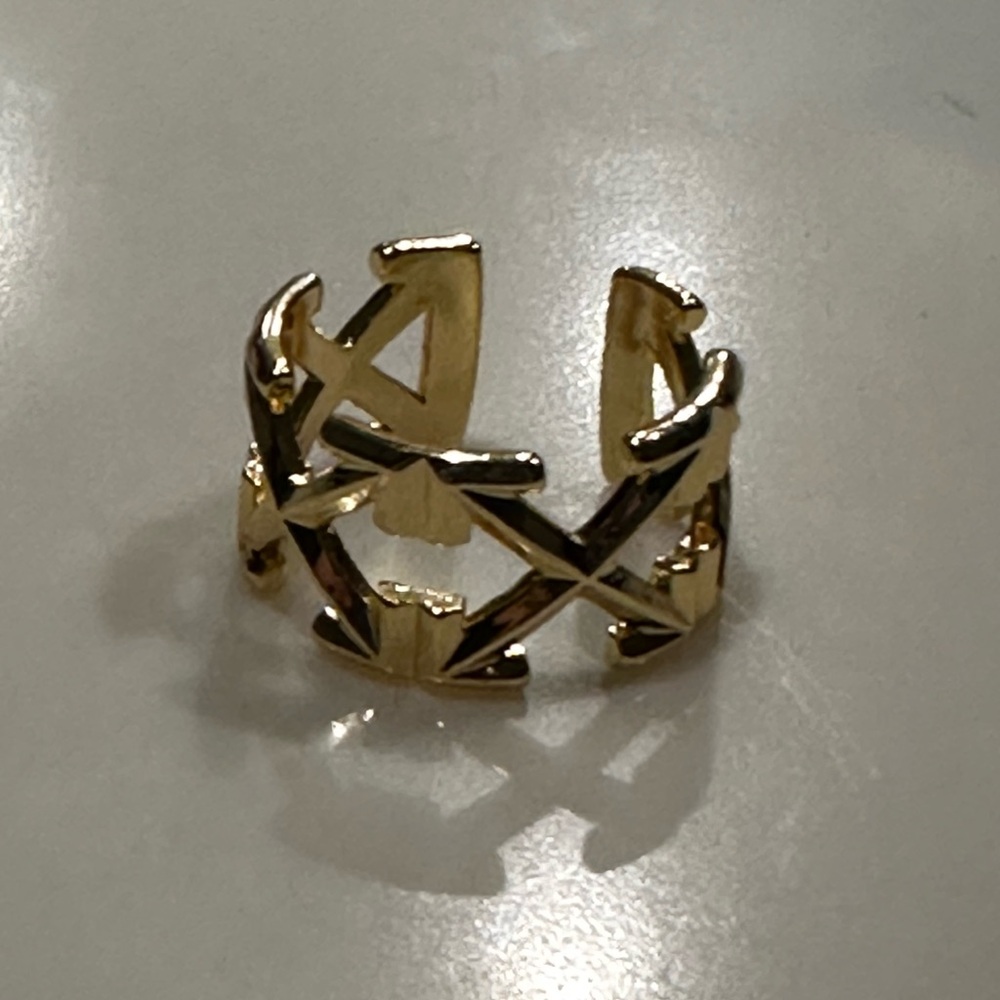 Off White Adjustable Gold Plated Ring - image 4